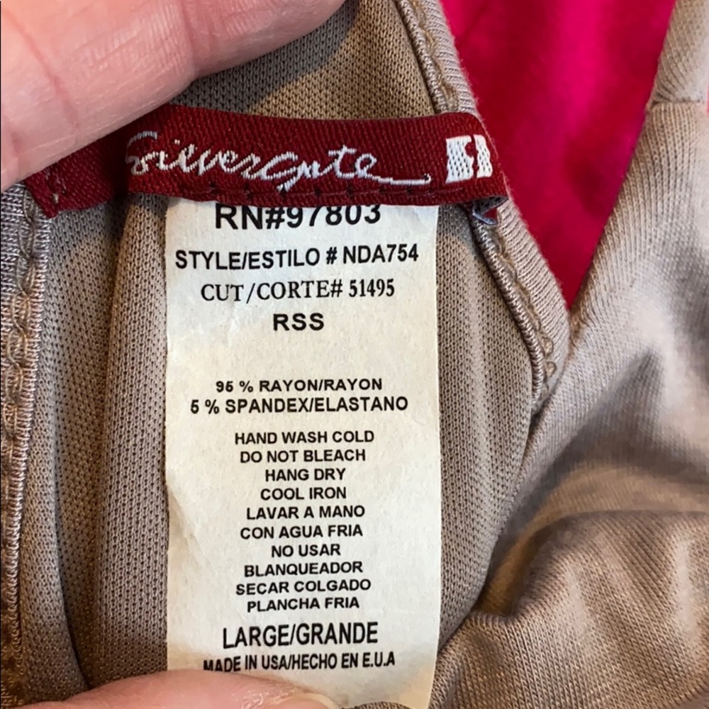 Silvergate Taupe/Coral/Pink Trapeze Maxi Dress Size Large - Picture 11 of 11
